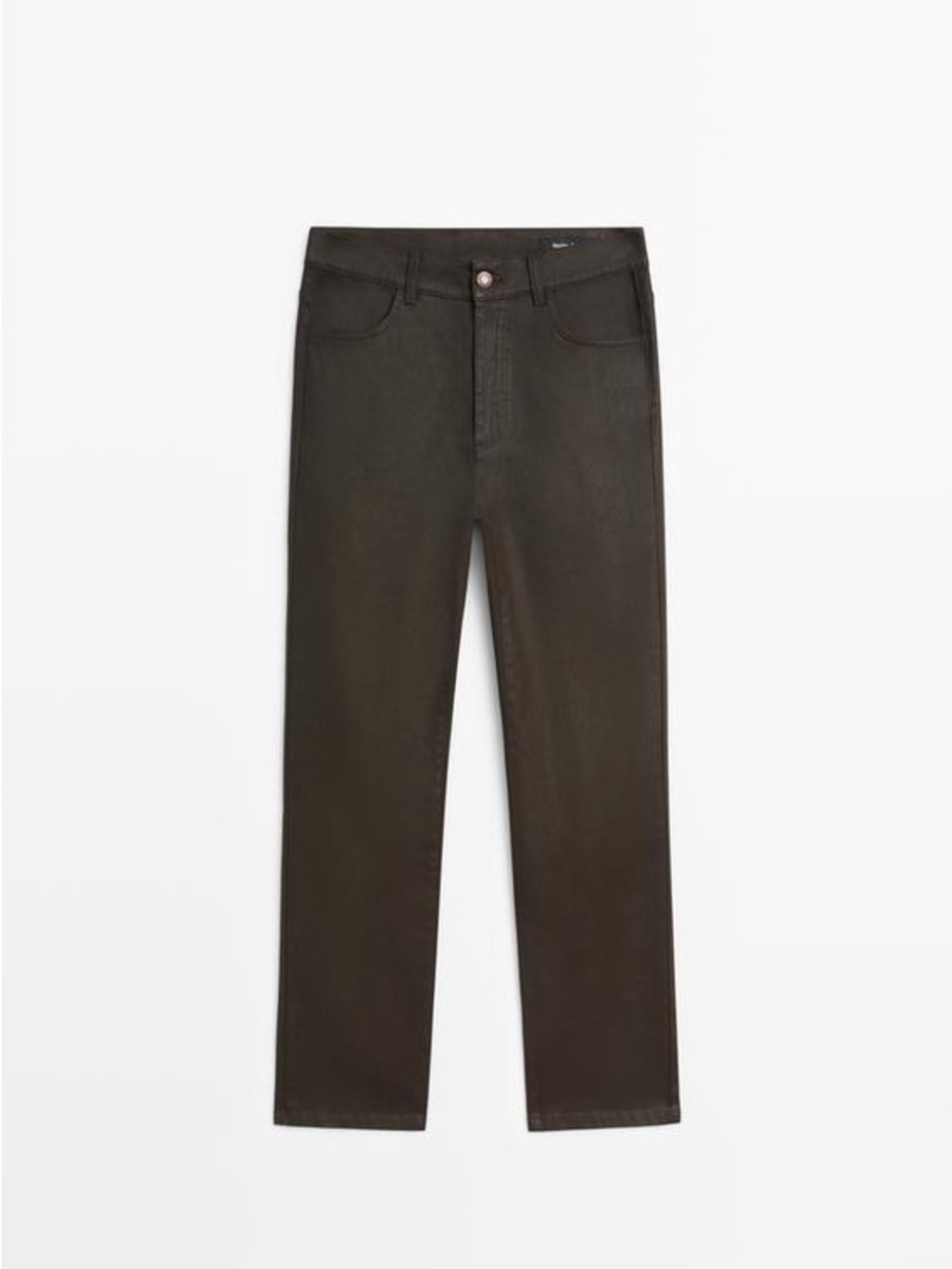 Zara brown wax-coated denim pants